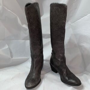FRANCO Sarto Gray Ponzi Heeled Boot With Perforated Design Size 8M